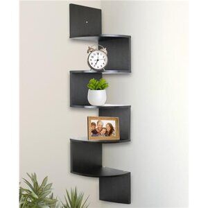 Greenco Corner Shelf, 5 Tier Shelves for Wall Storage, Easy-to-Assemble Floating